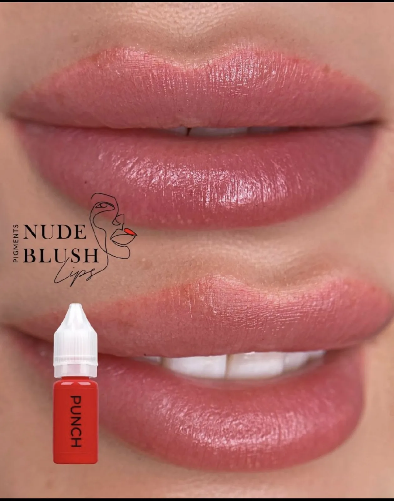 Healed lip blush in a natural rose tone