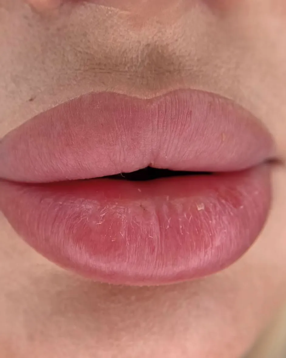 Healed lip blush in a soft natural tone