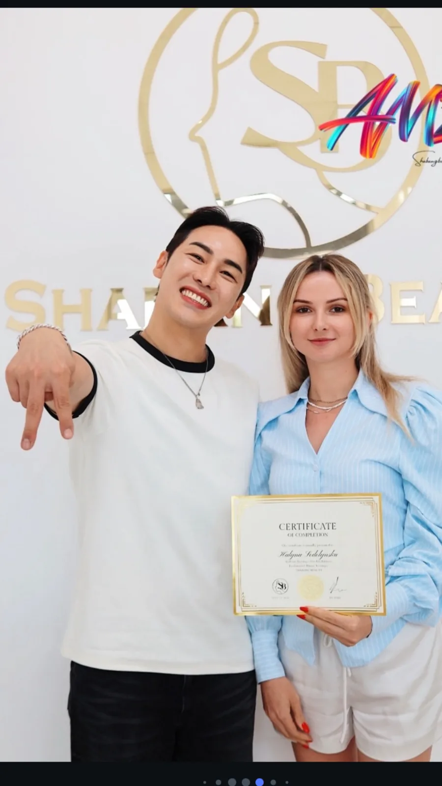Halyna with her lip blush certification at Shabang Beauty